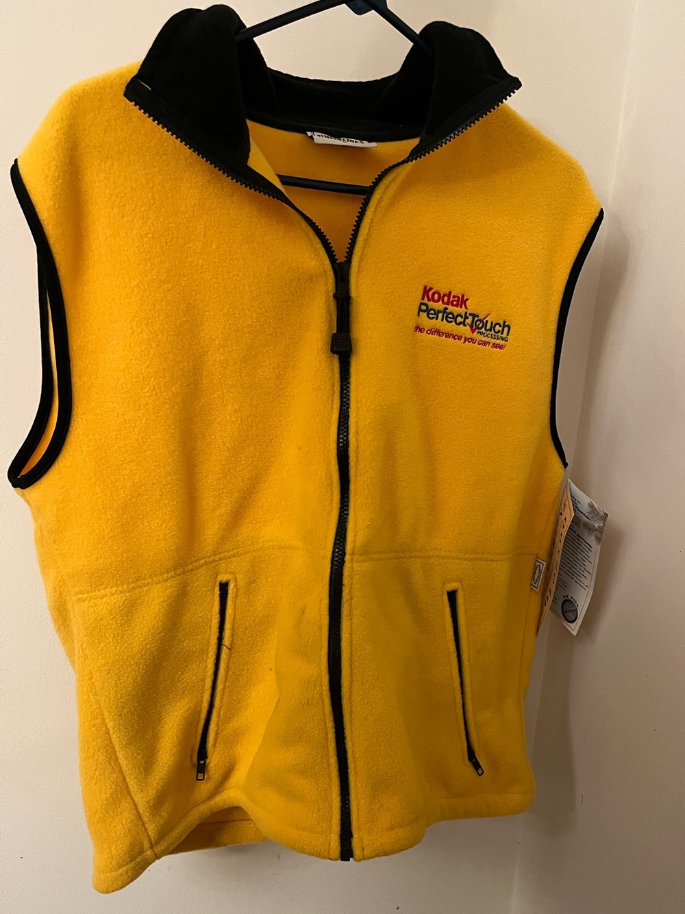 Vintage 90's Timberline Kodak "Perfect Touch" Yellow Zip-up Vest with Tags